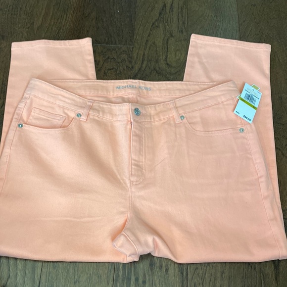 MICHAEL Michael Kors Denim - Michael Kors Salmon Pink Cropped Skinny Jeans Size 14 NWT